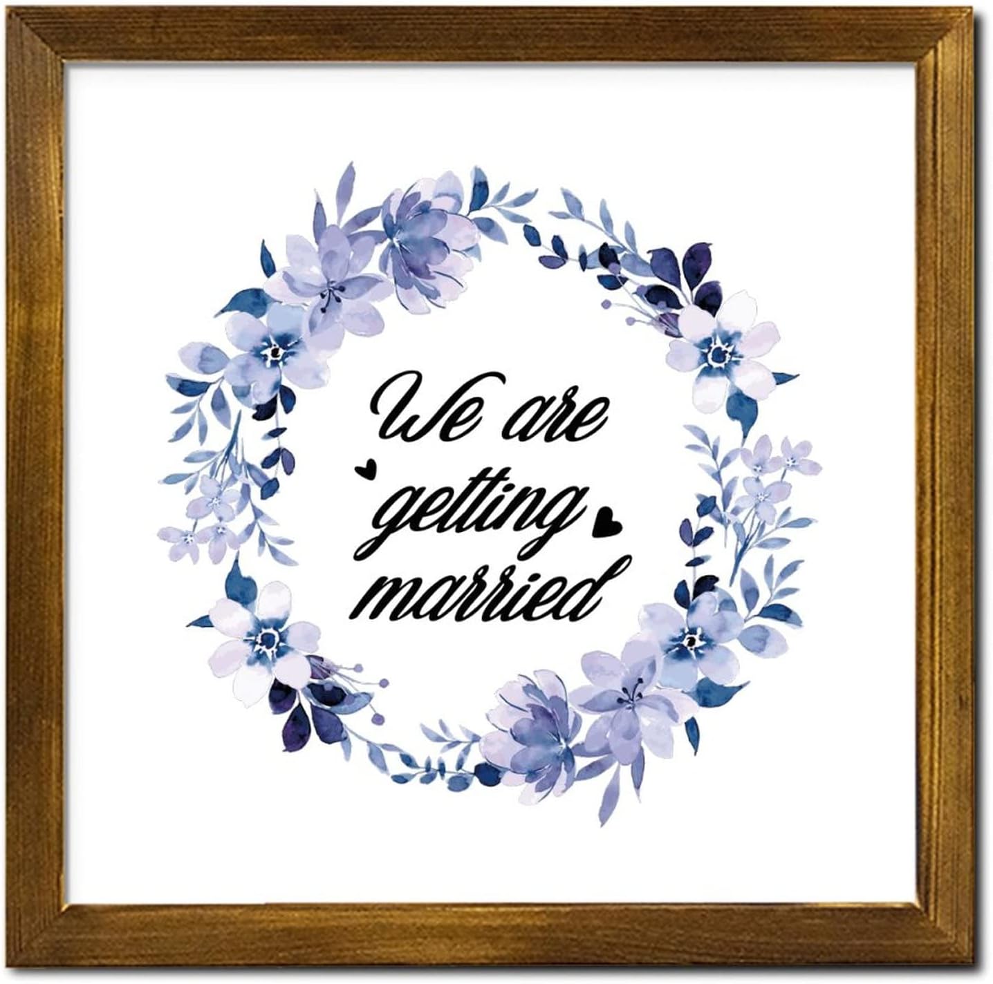 Farmhouse Rustic Wood Frame Wedding Sign Decor 12x12 Inch