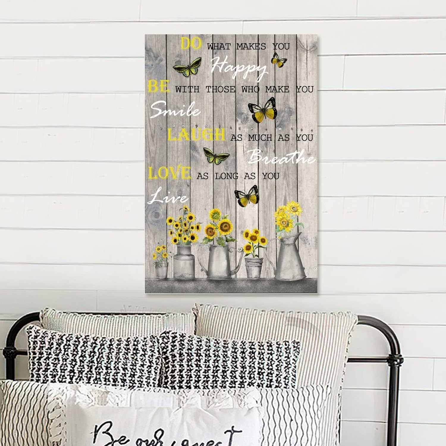 Wood Plaque with Sunflower and Butterfly Design 12x18in