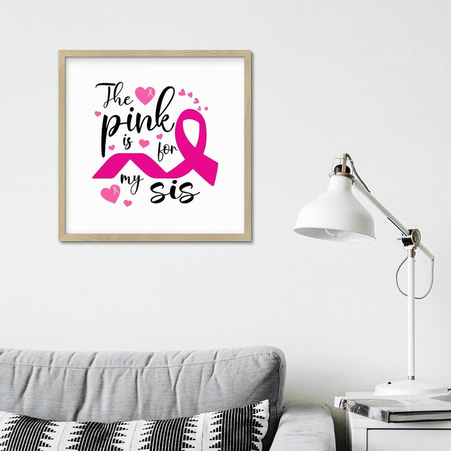 Pink Is for My Sis Wood Framed Wall Art Sign 12x12in