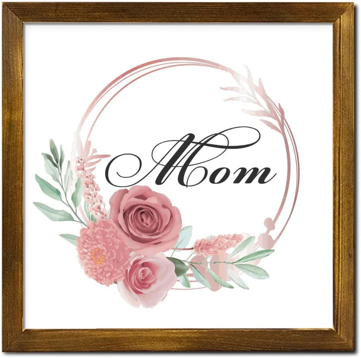 Mothers Day Wood Frame Sign with Floral Wreath