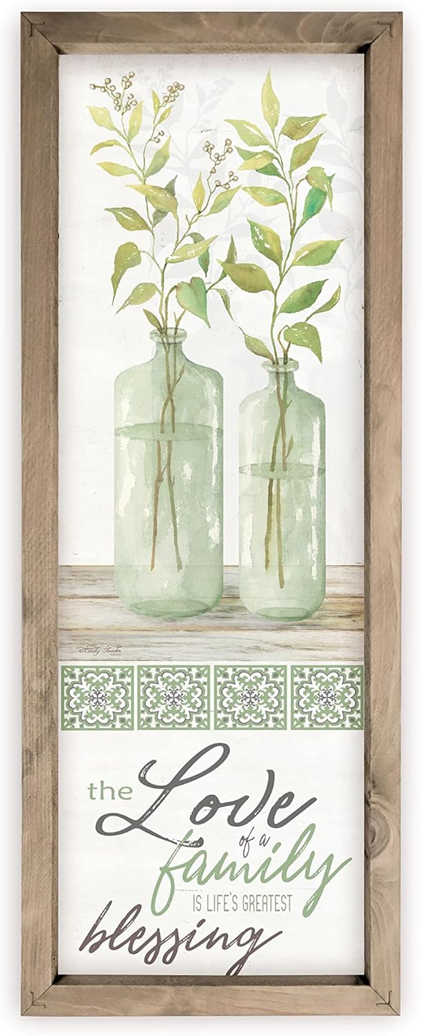 Family Love Wall Sign With Frame 6x18