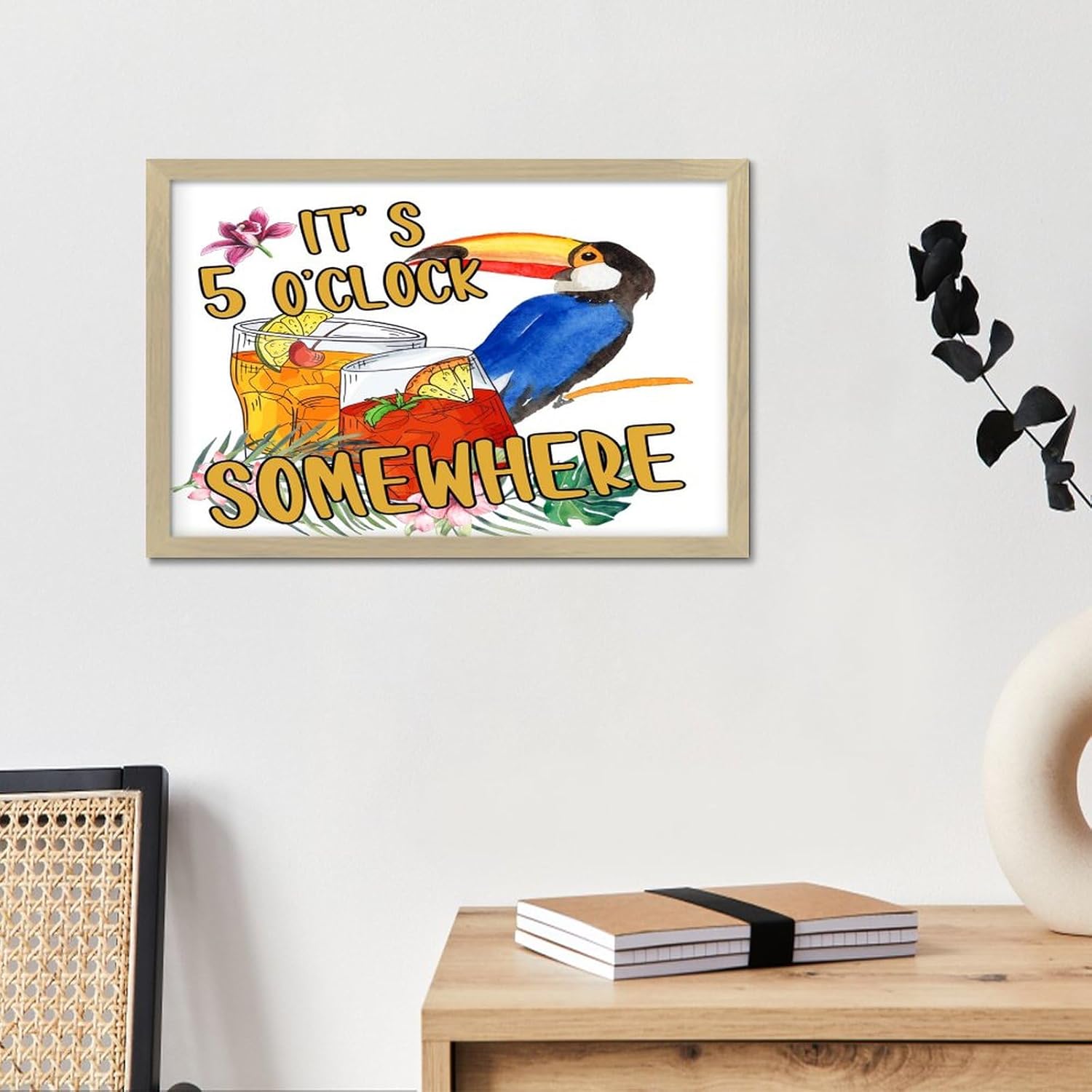 Its Five Oclock Somewhere Wood Framed Wall Decor Sign 8x12in