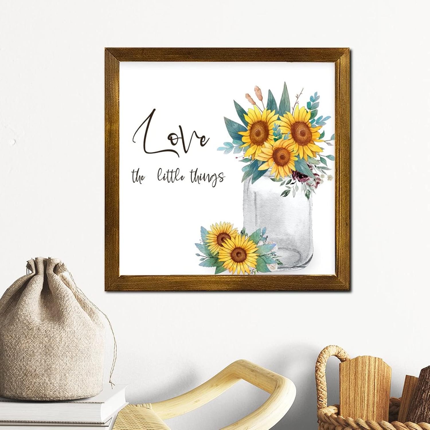 Love The Little Things Framed Wooden Sign 12x12 Inch