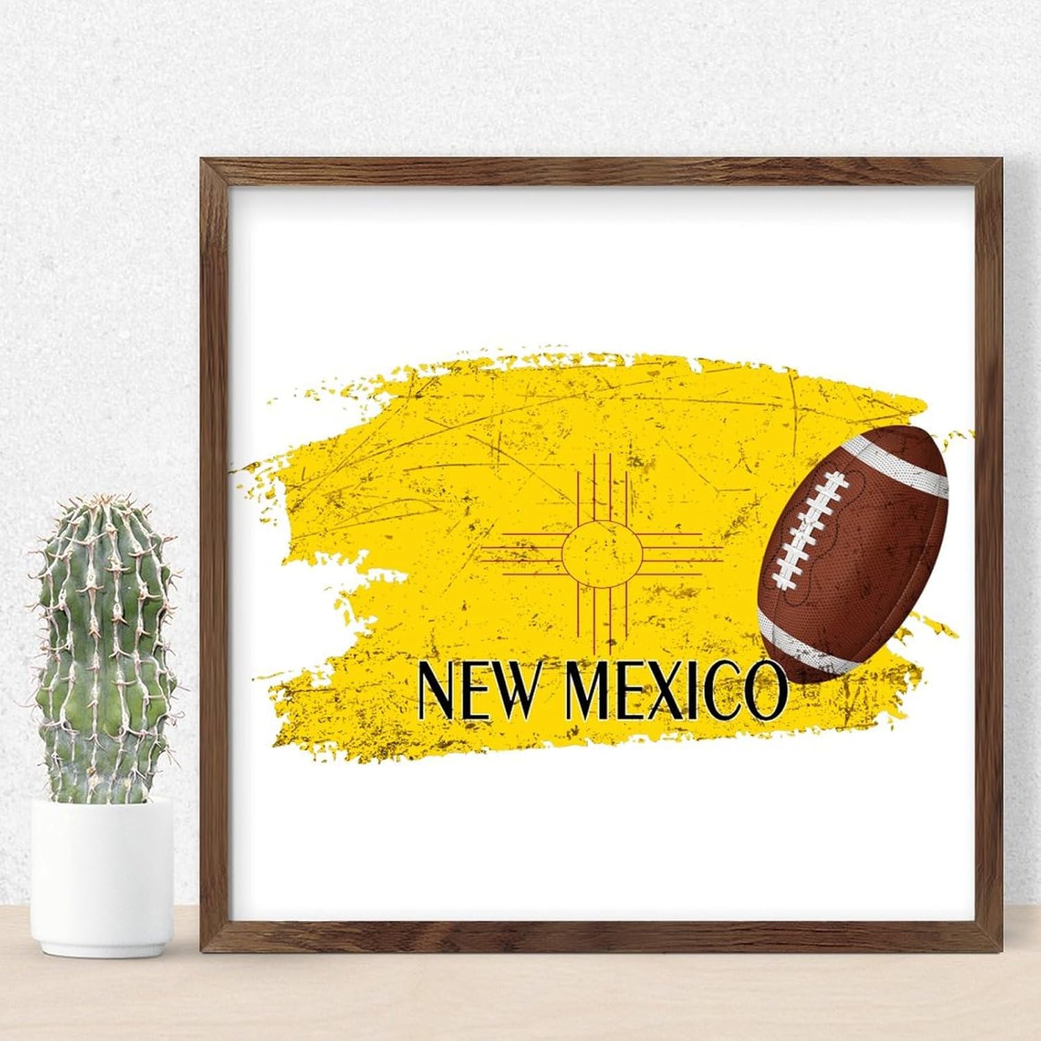 Football Theme New Mexico Framed Wood Sign Wall Decor