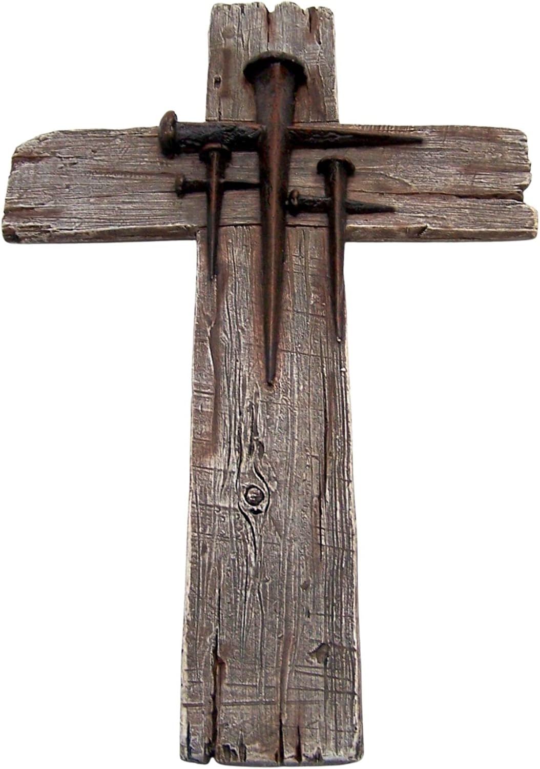 Rustic Wood Look Wall Cross with Three Nail Crosses