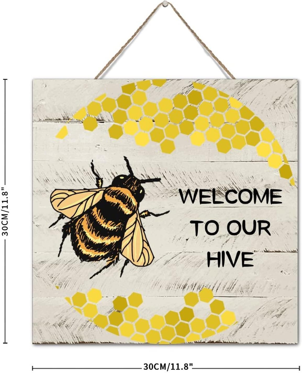 Rustic Wall Art Welcome to Our Hive Wood Sign 12x12 Inch