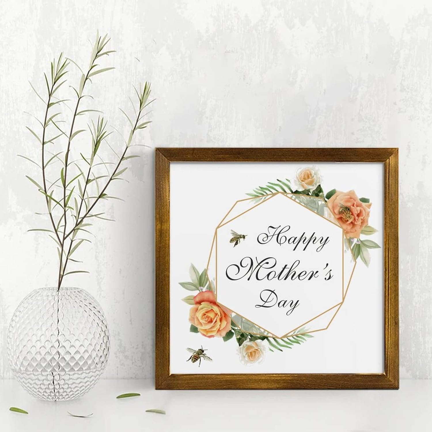 Mothers Day Wood Frame Sign with Floral Wreath 1