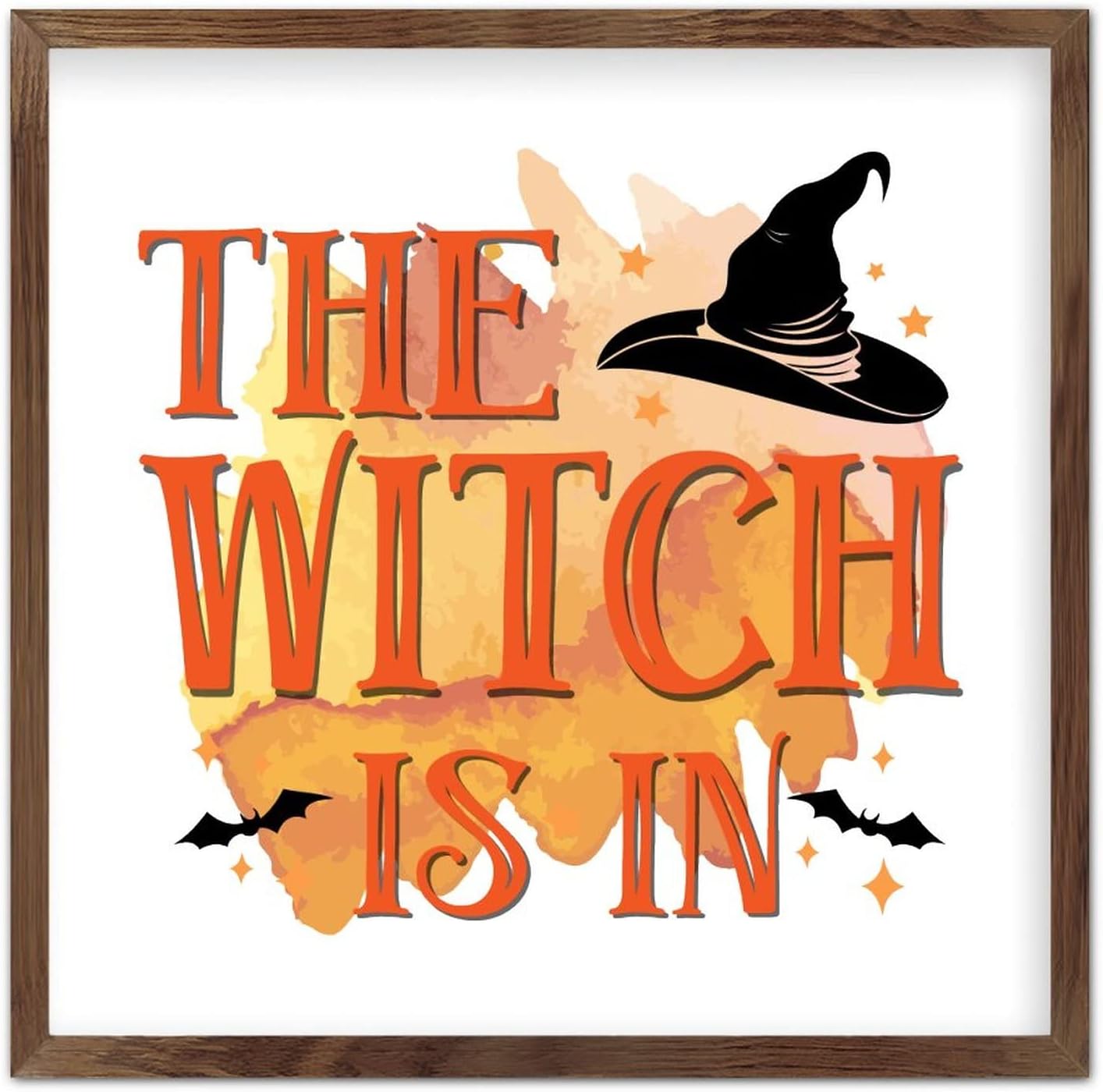 Witch in Wooden Plaque with Frame 7x7