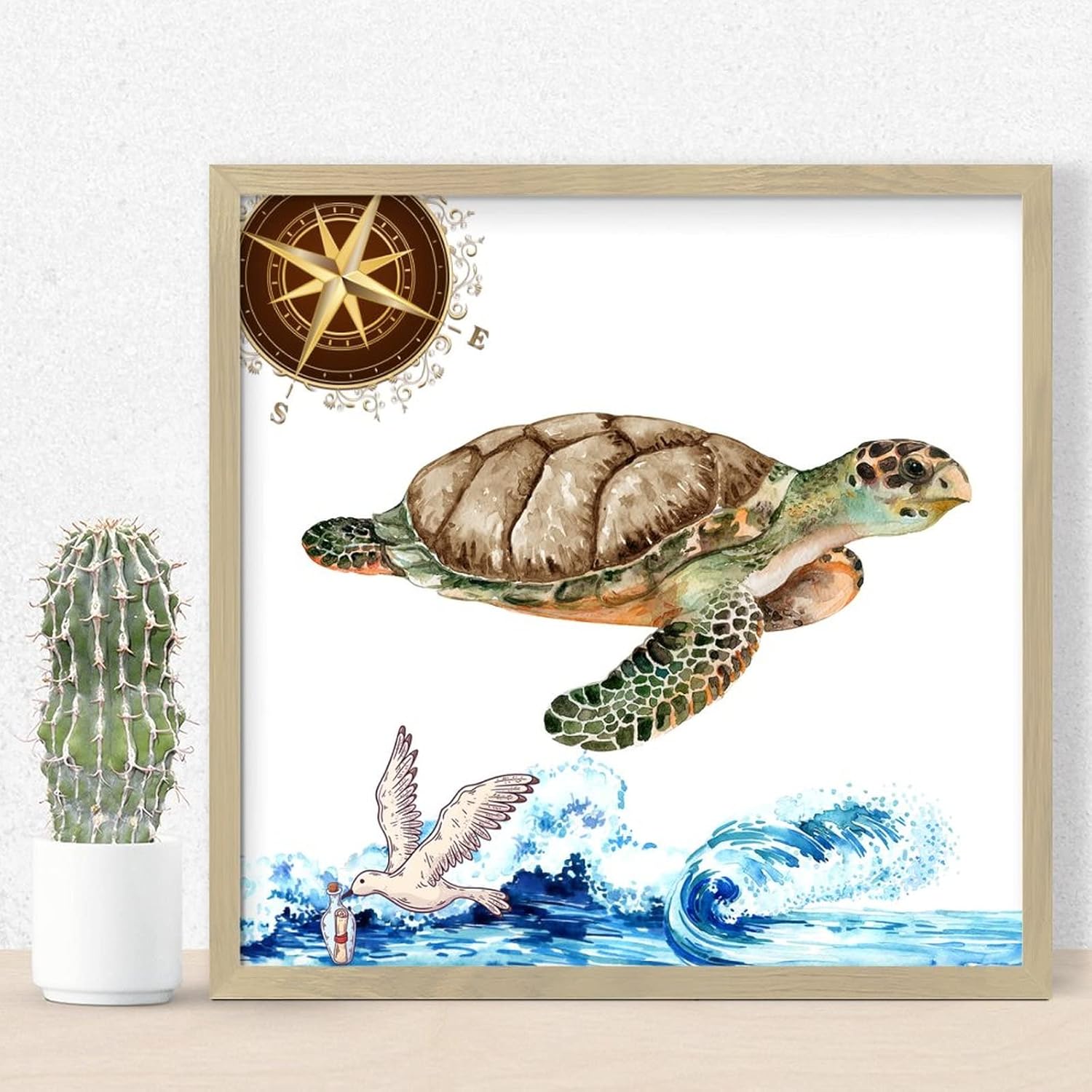 Sea Turtle Wooden Wall Art Sign 12x12in