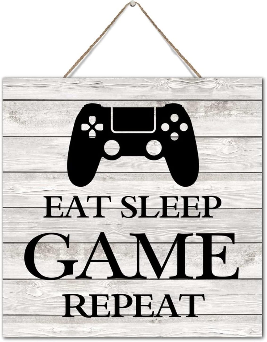 Hanging Signs Eat Sleep Game Repeat Wooden Wall Art