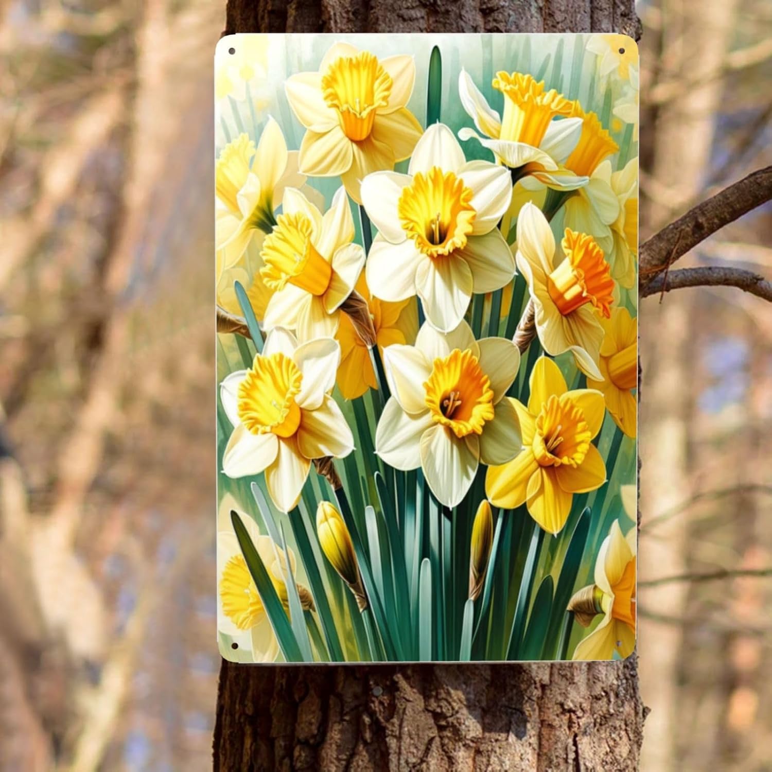 Bright Daffodil Metal Tin Wall Art 12x16inch Decor Sign