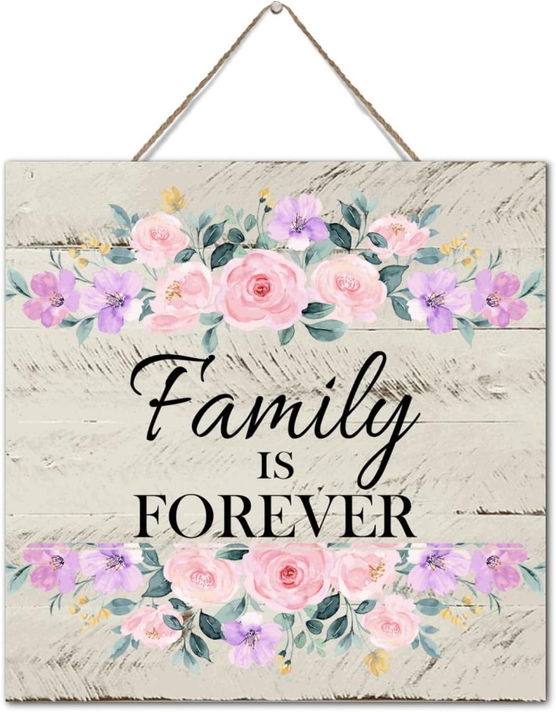 Personalized Wood Plank Hanging Sign Family Is Forever