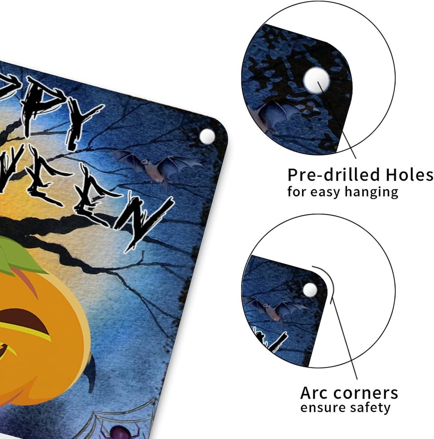 Happy Halloween Pumpkin Bat Metal Wall Decor 12x12in