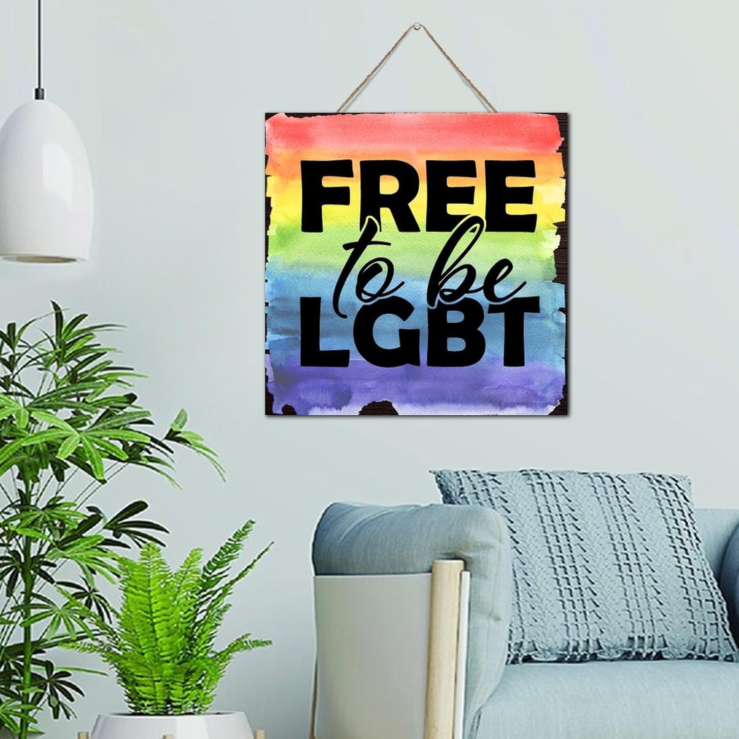 Personalized LGBT Wood Wall Art Sign 12x12 Inch Vertical Decor