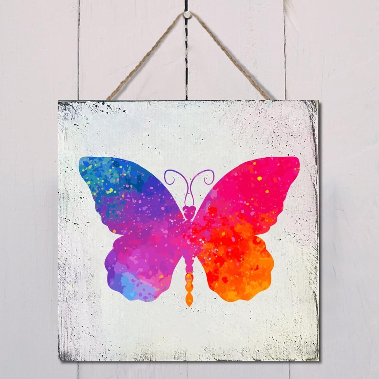 Wodevor Butterfly Splashing Wood Wall Sign 12x12in
