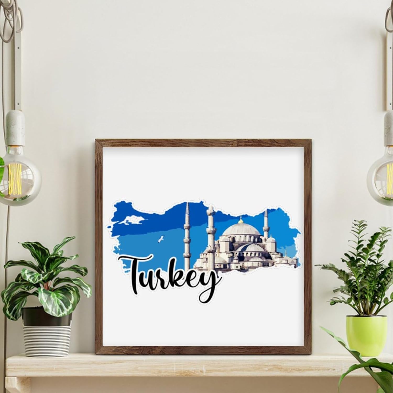 Rustic Framed Wooden Turkey Wall Decor Sign