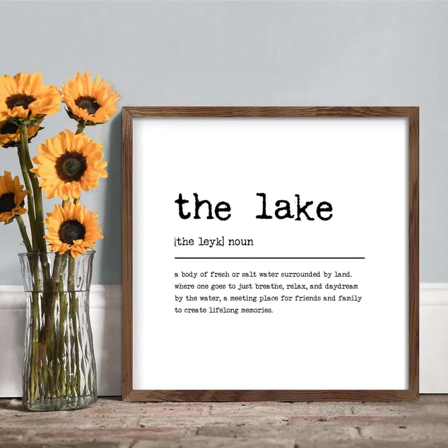 The Lake Framed Wood Sign Home Decor 12x12