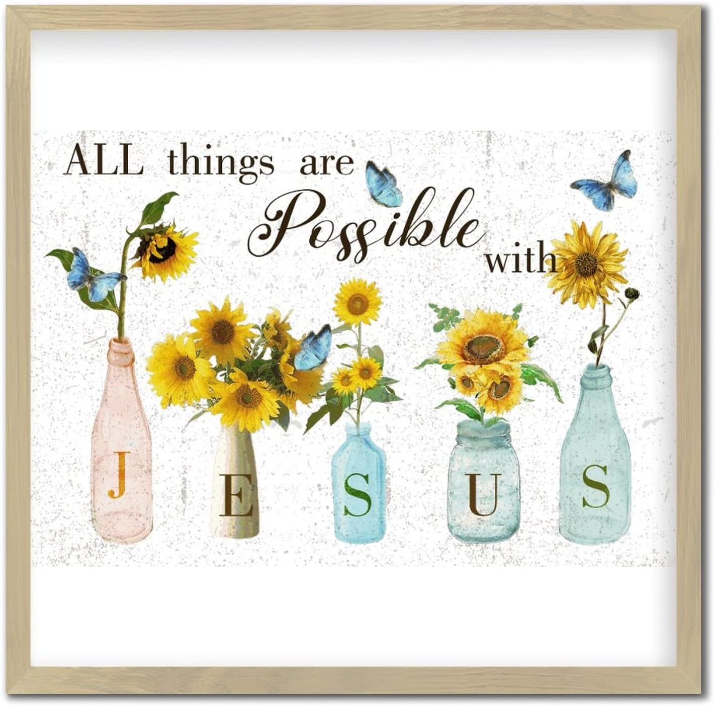 Sunflower in Vase Bible Verse Wall Decor Sign