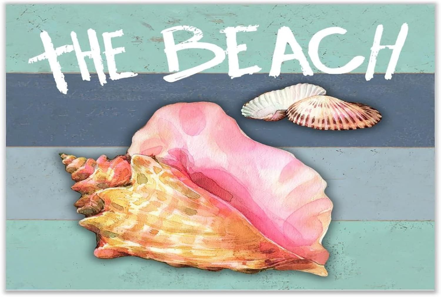 Rustic Wall Art Sea Snail Starfish Nautical Wood Sign 12x18