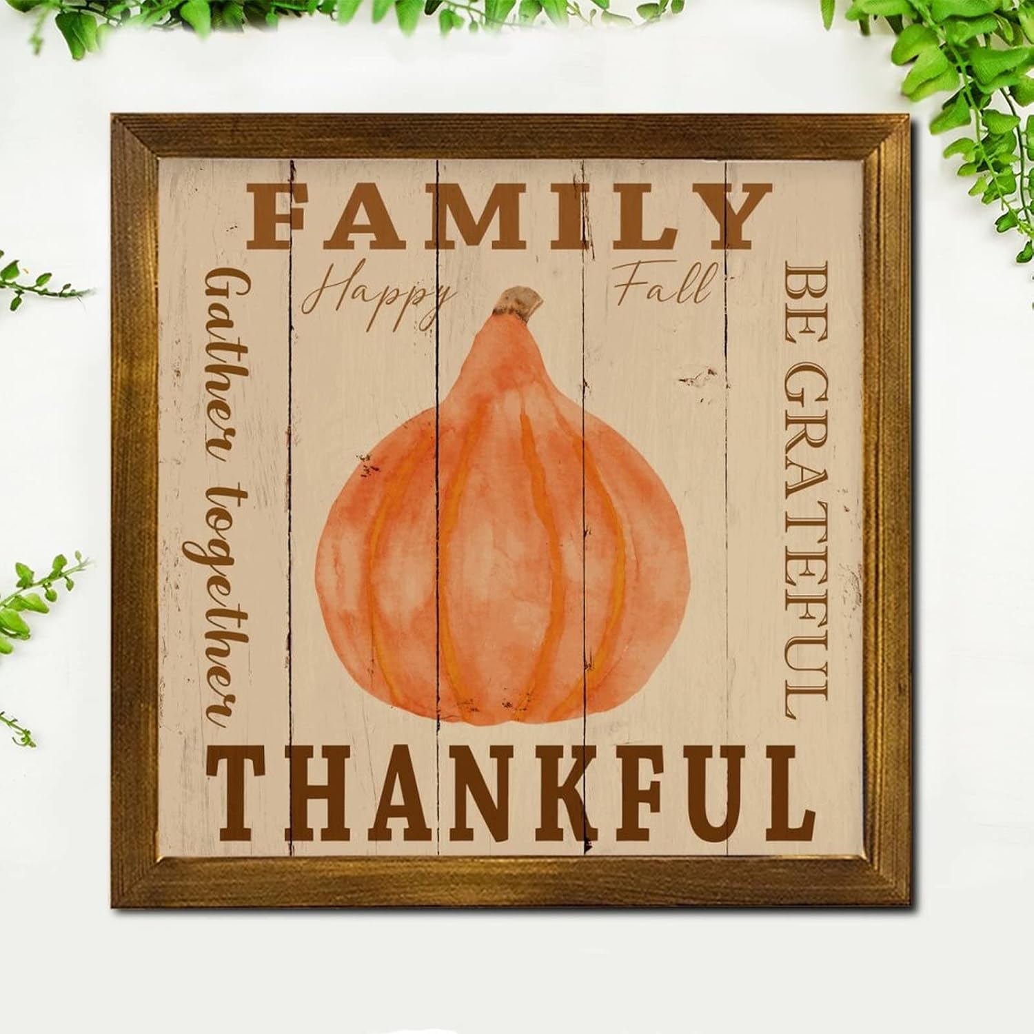 Be Grateful Family Gathering Wood Framed Thanksgiving Sign