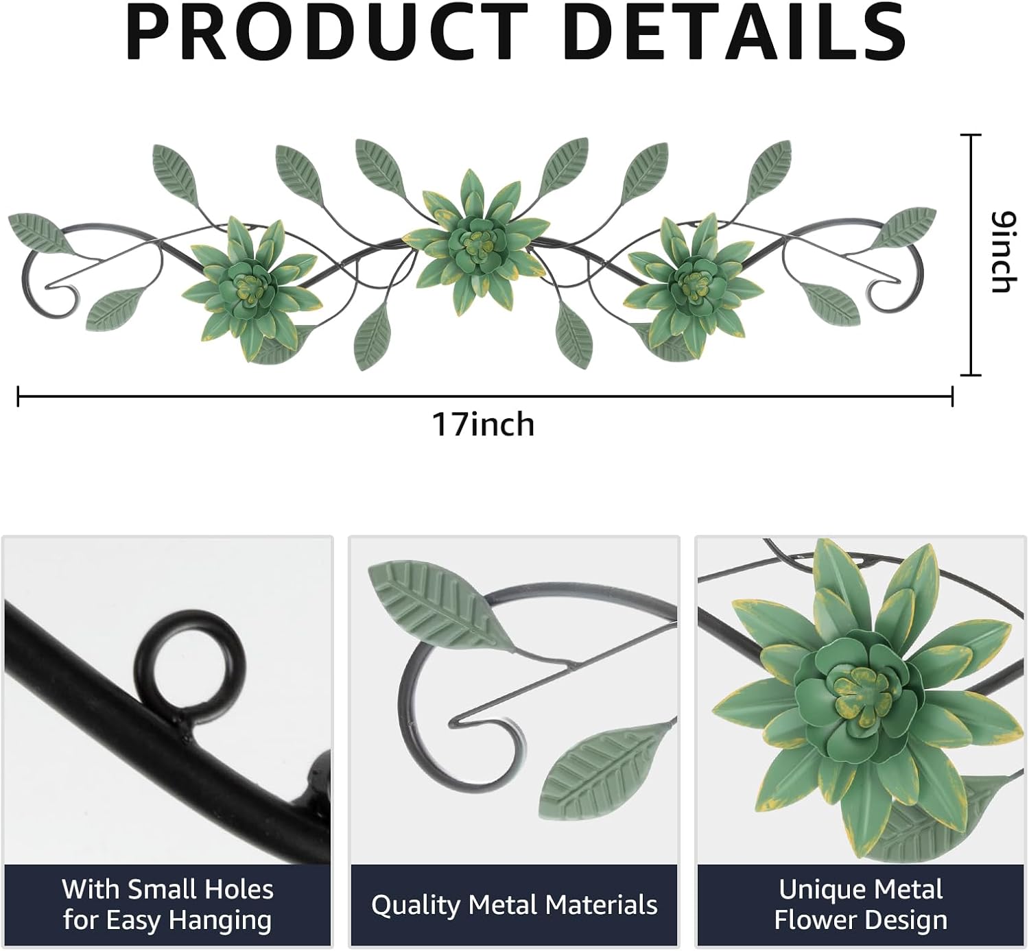 Modern Minimalist Metal Wall Art Iron Decor Green