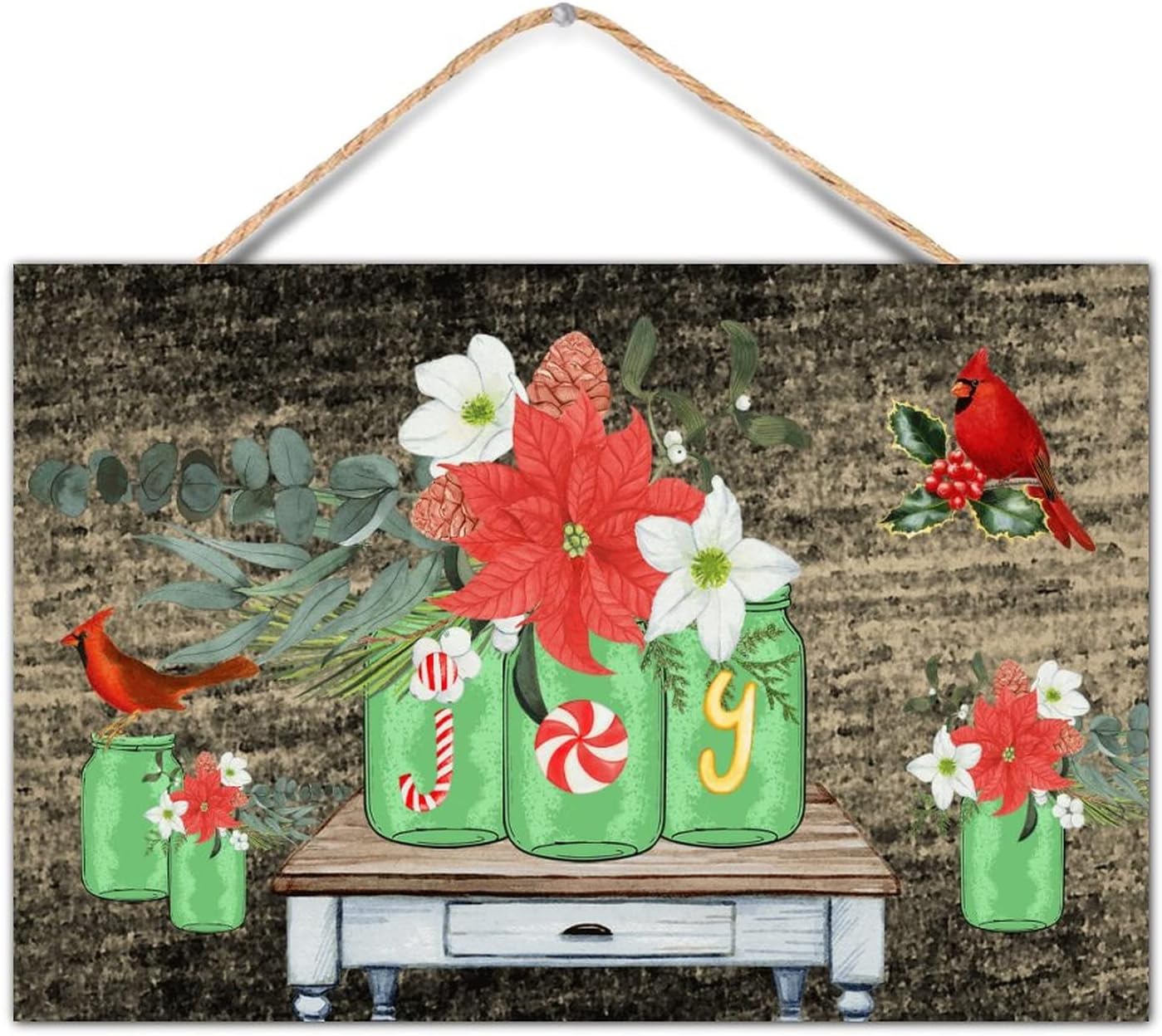 TEANFUN Christmas Wall Hanging Sign 8x12 Inch