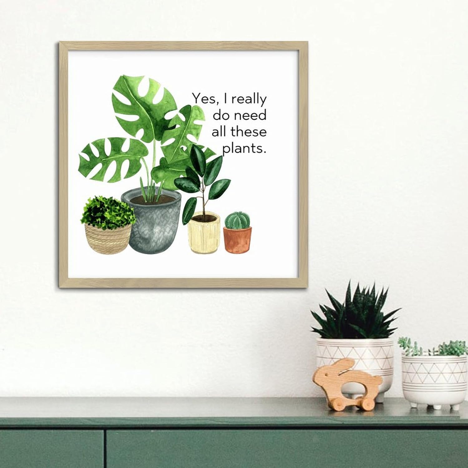 Rustic Wood Framed Plant Sign Gallery Wall Decor
