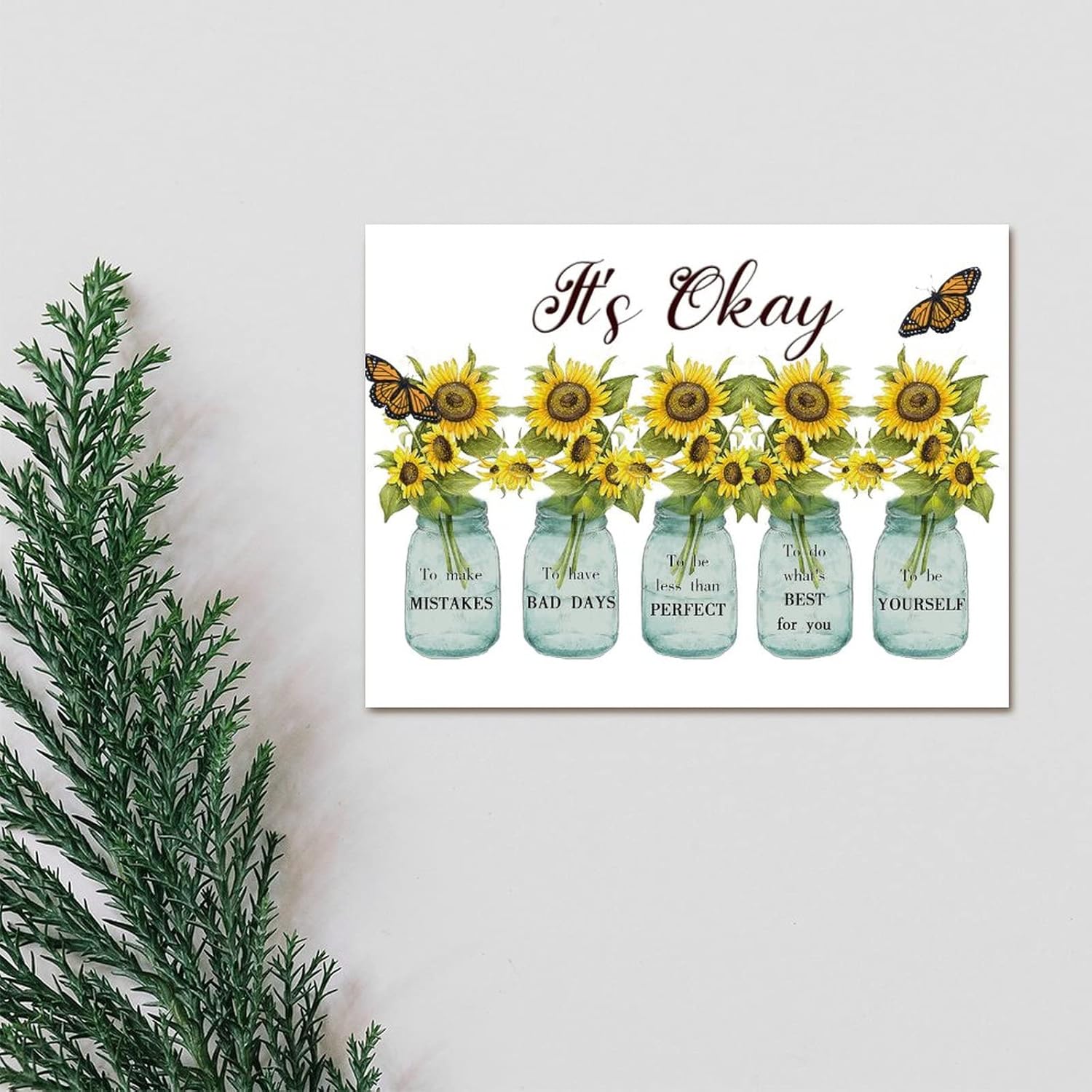 Wooden Sign with Sunflowers Vase and Butterfly
