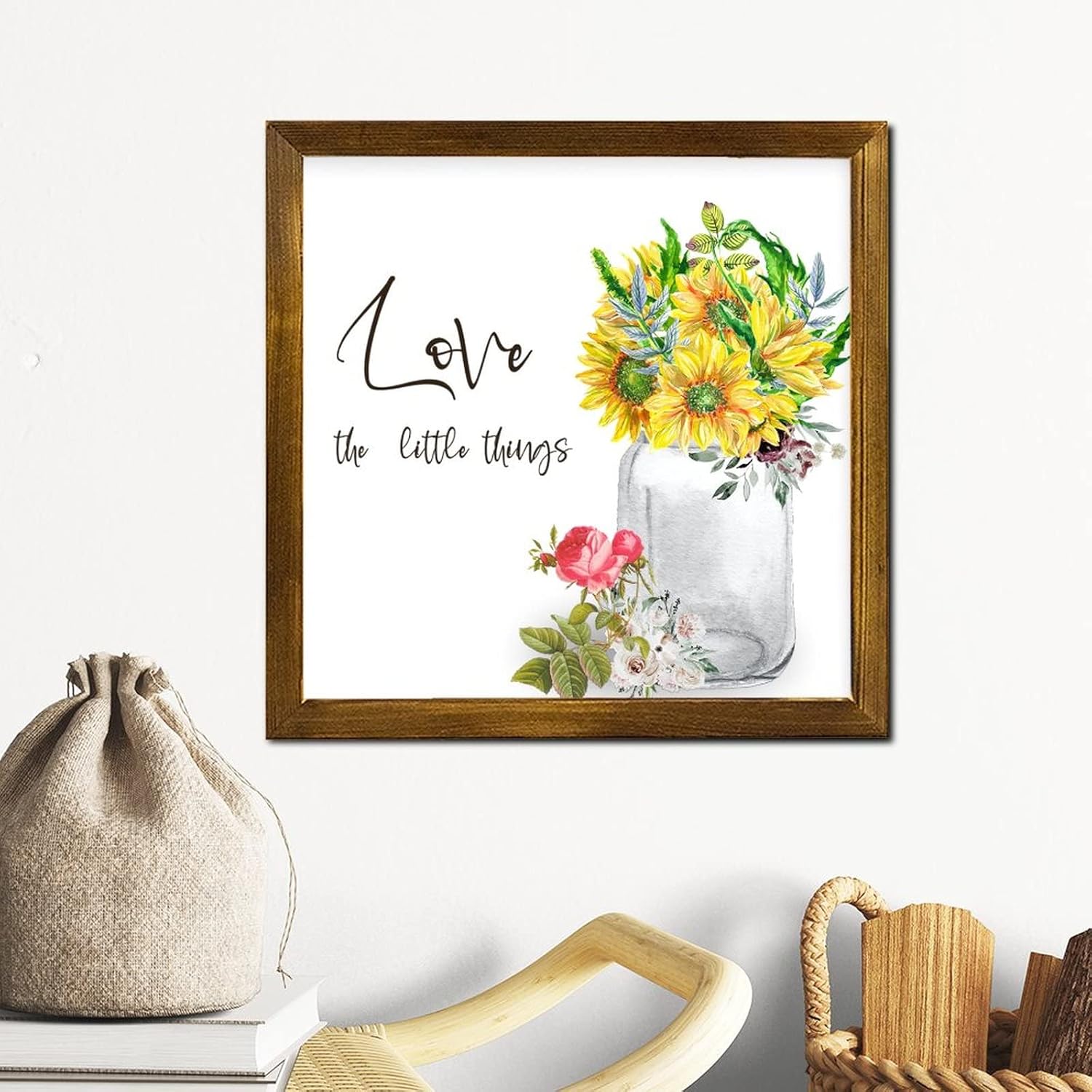 Love The Little Things Wood Framed Spring Sunflower Sign