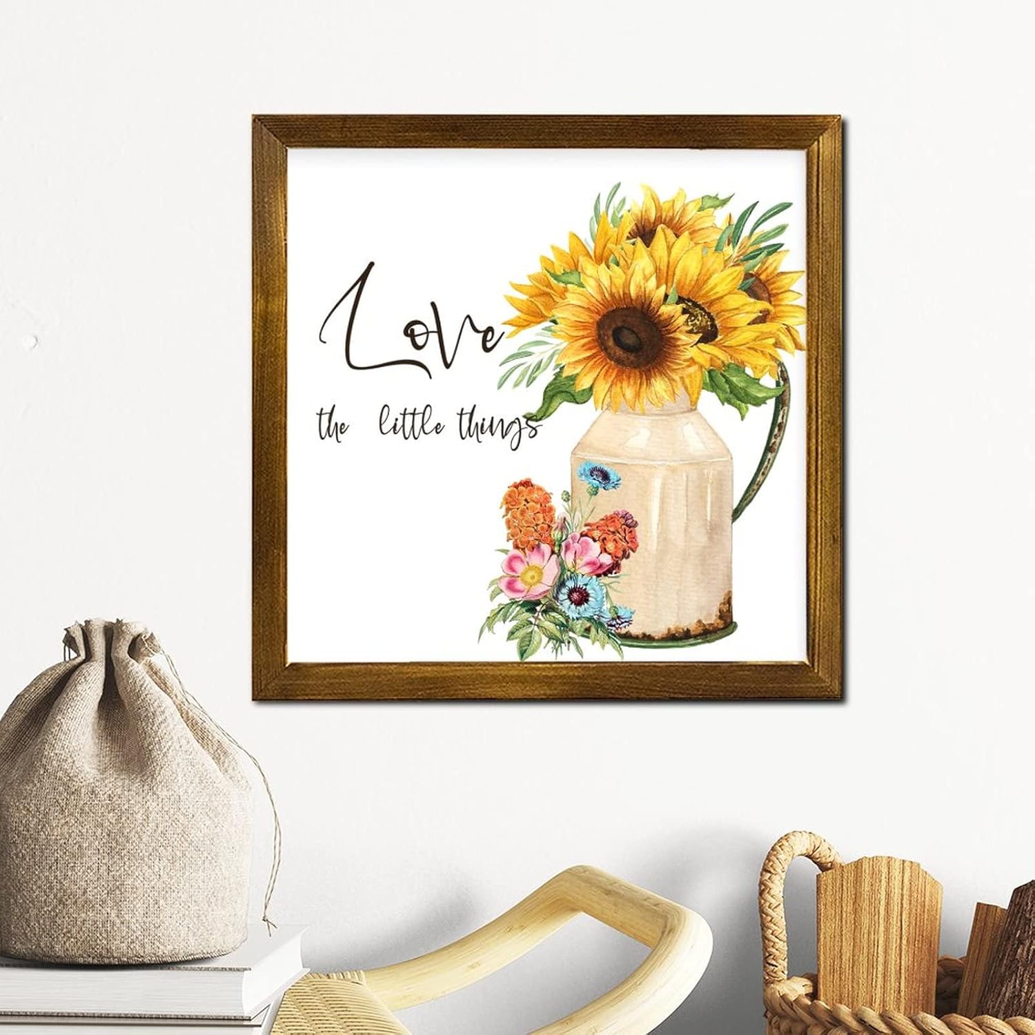 Love The Little Things Framed Wood Sign 12x12 inch