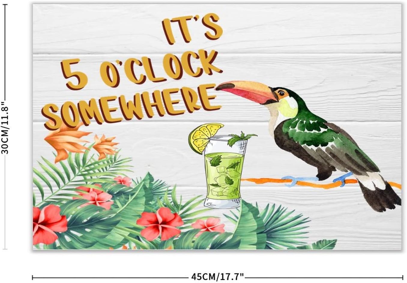 Autravelco Five Oclock Somewhere Wall Decor Sign 12x18 Inch
