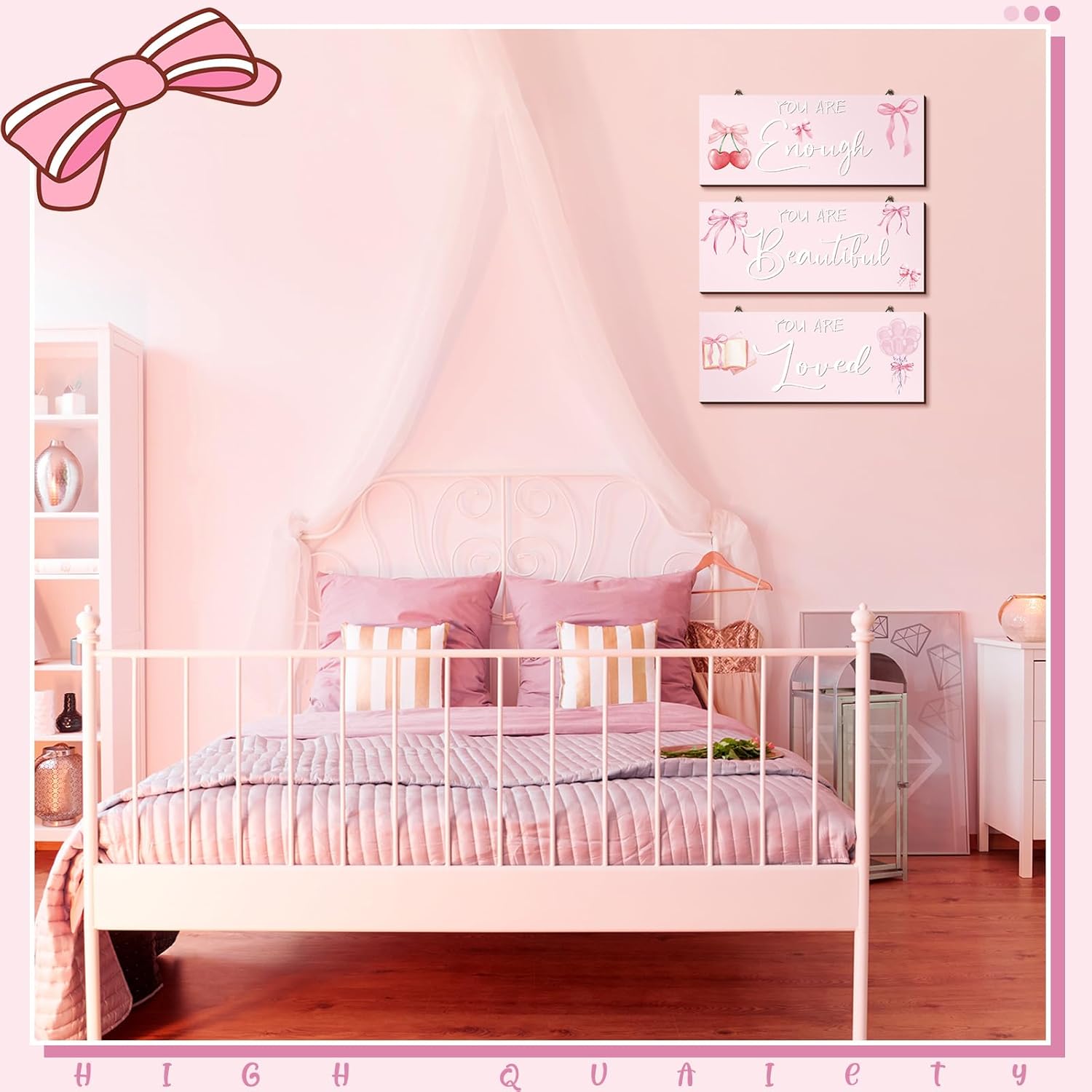 RattanView 3 Pcs Coquette Bow Wall Art Prints