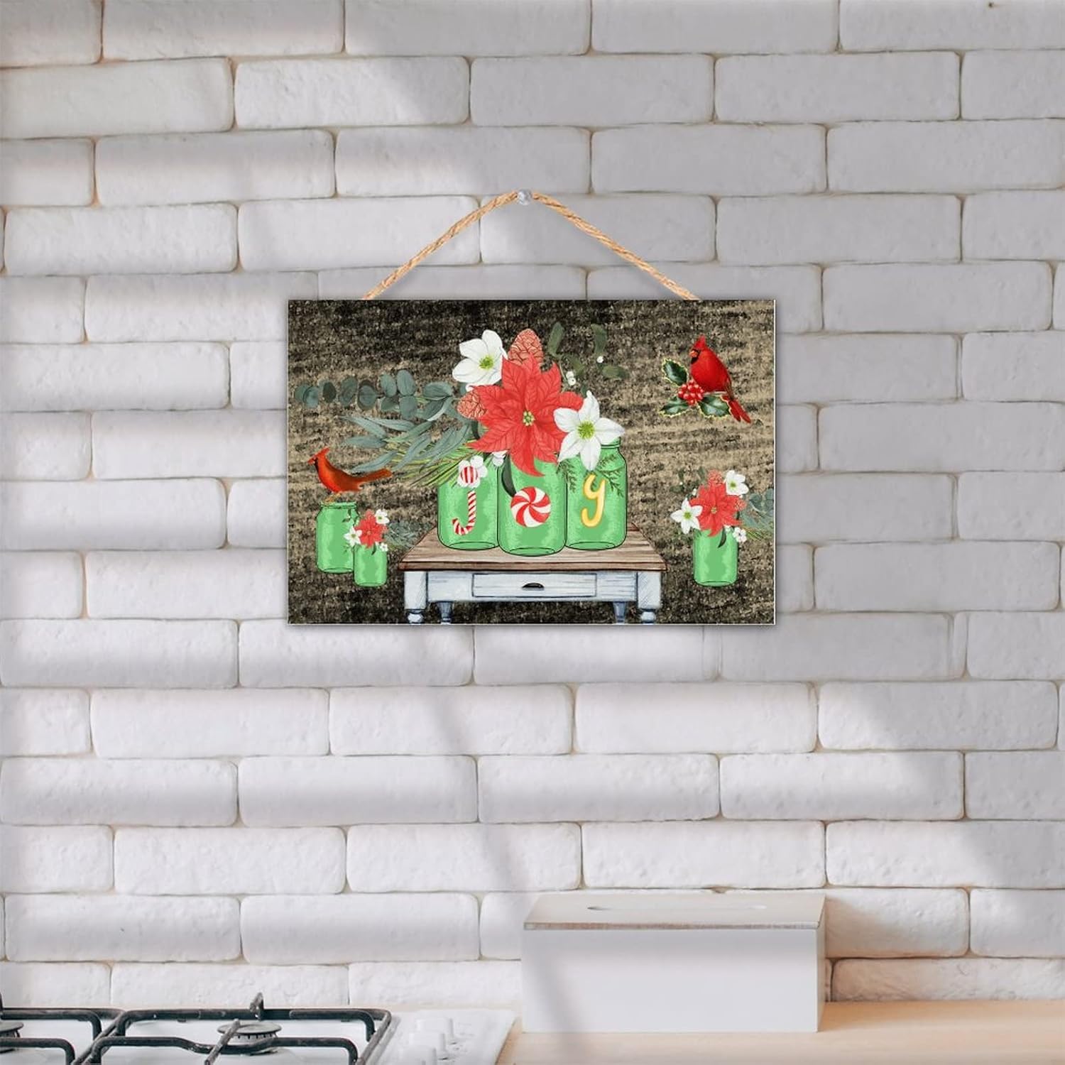 TEANFUN Christmas Wall Hanging Sign 8x12 Inch