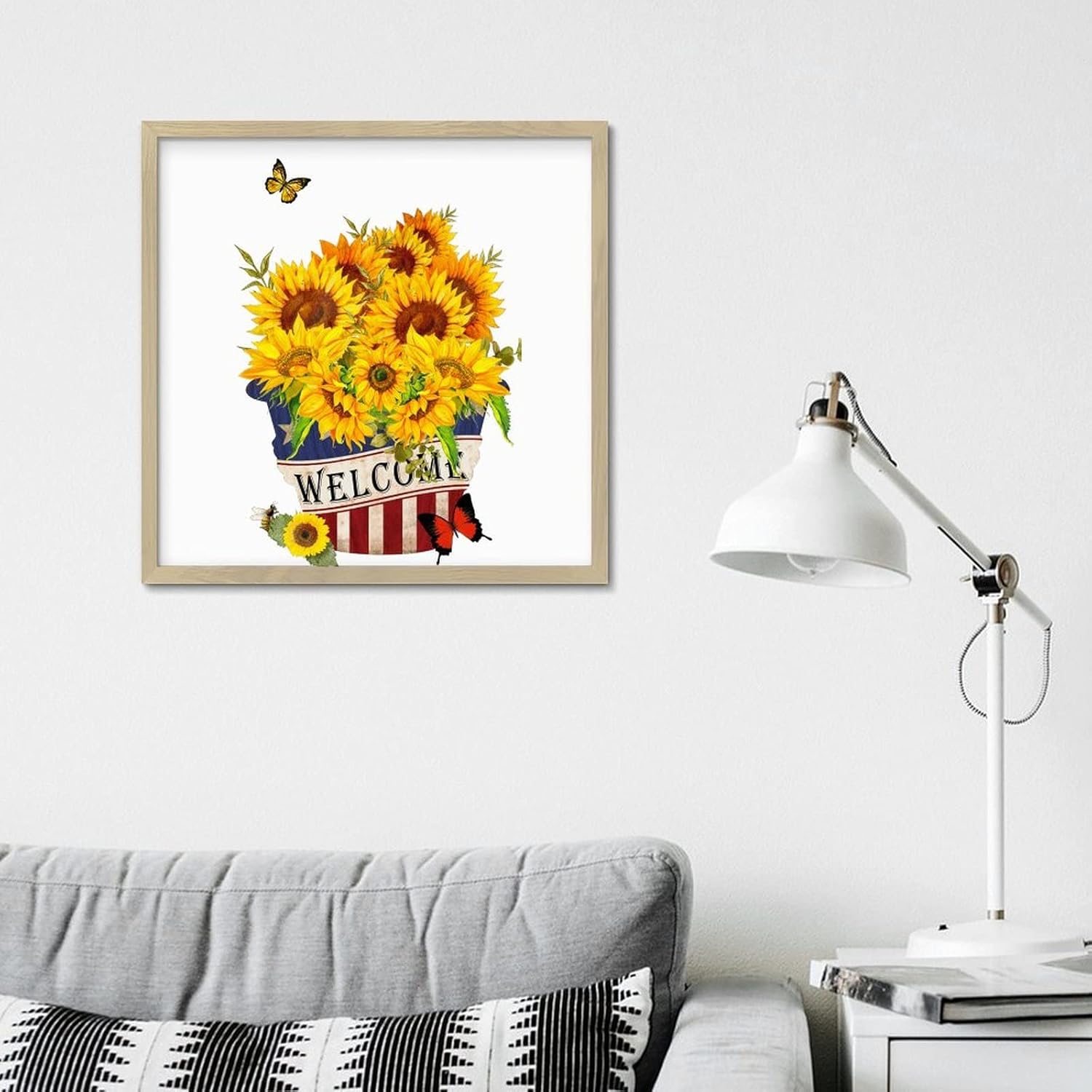 Welcome Sunflower American Memorial Day Wall Decor Sign 12x12in