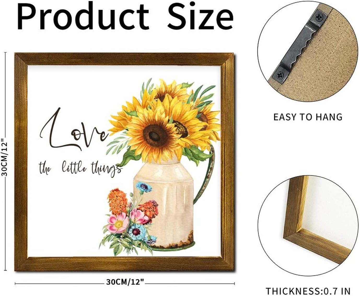 Love The Little Things Framed Wood Sign 12x12 inch