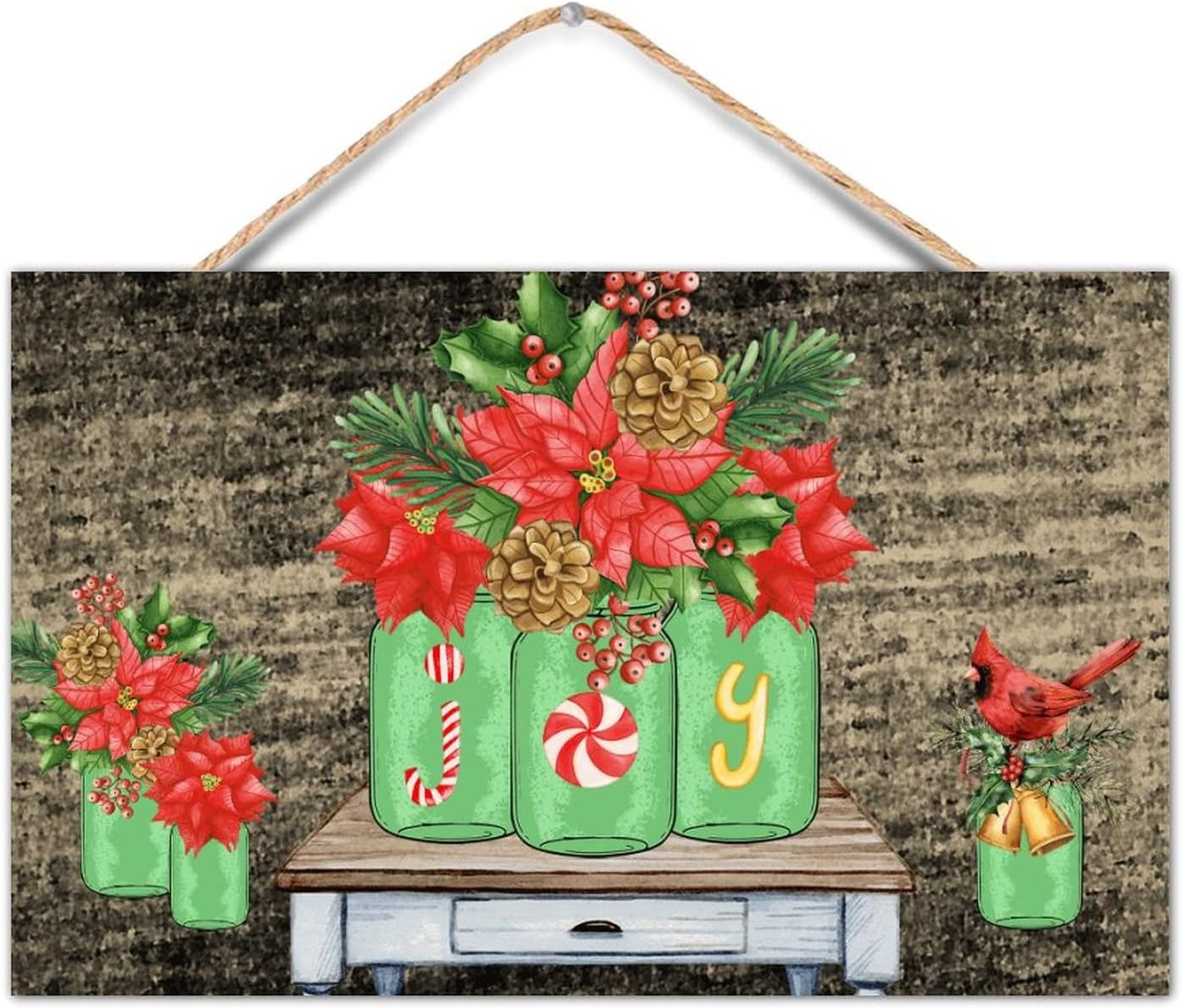 TEANFUN 10x16 Inch Christmas Wall Hanging Sign