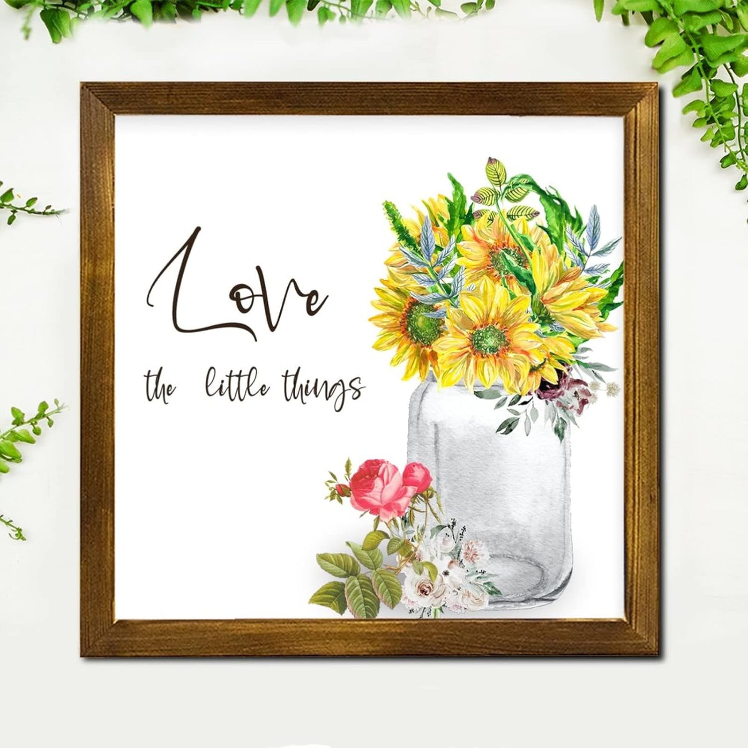 Love The Little Things Wood Framed Spring Sunflower Sign