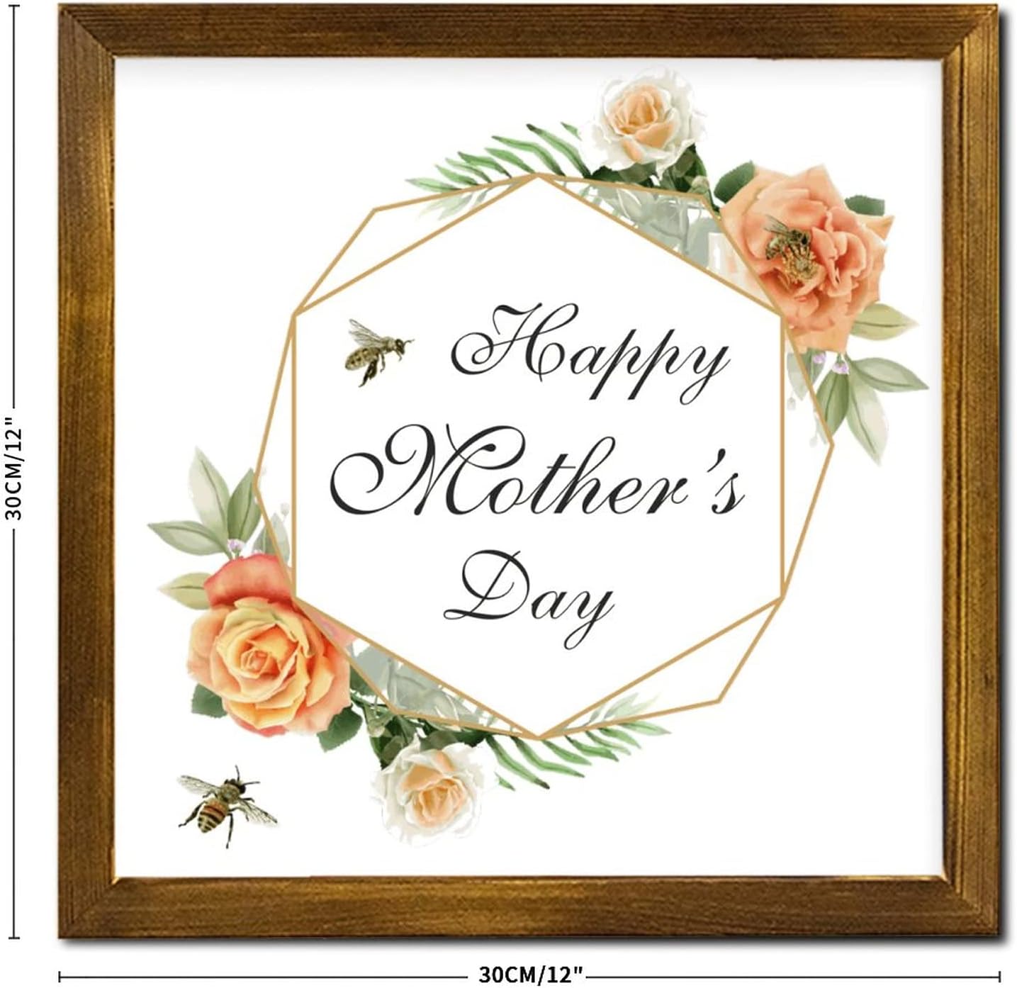 Mothers Day Wood Frame Sign with Floral Wreath 1