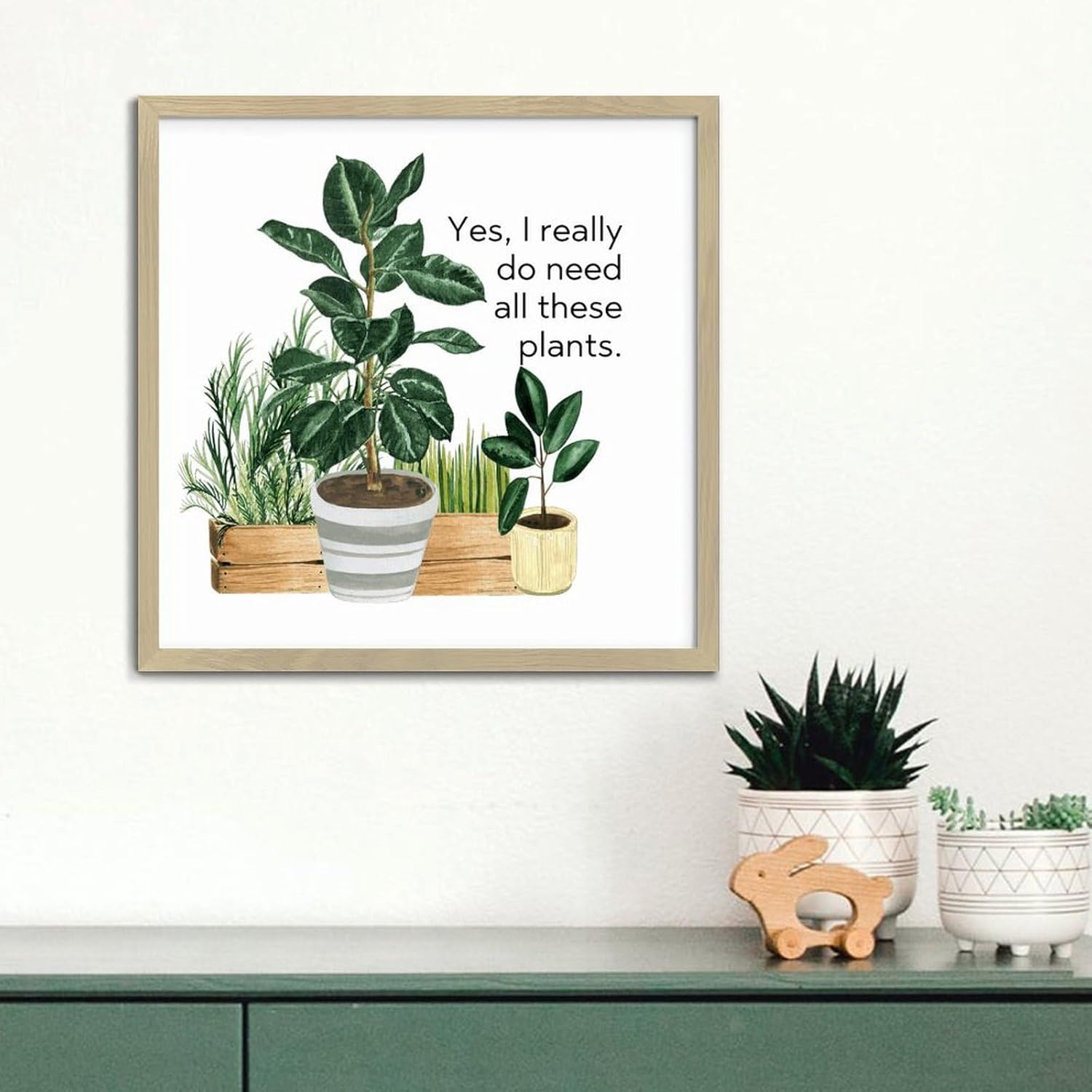 Cute Wood Wall Art Sign for Plant Lovers 12x12in