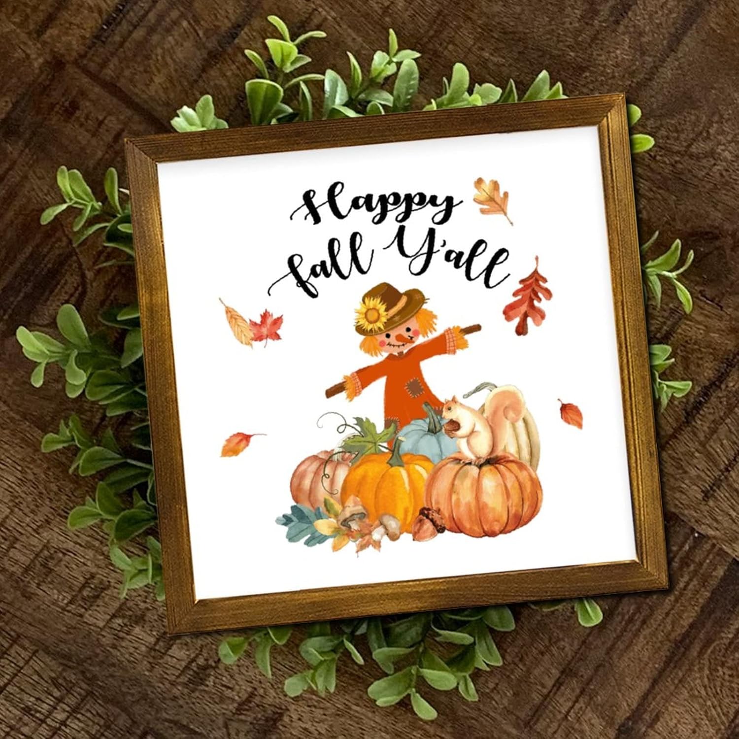 Thanksgiving Autumn Pumpkin Wood Framed Sign