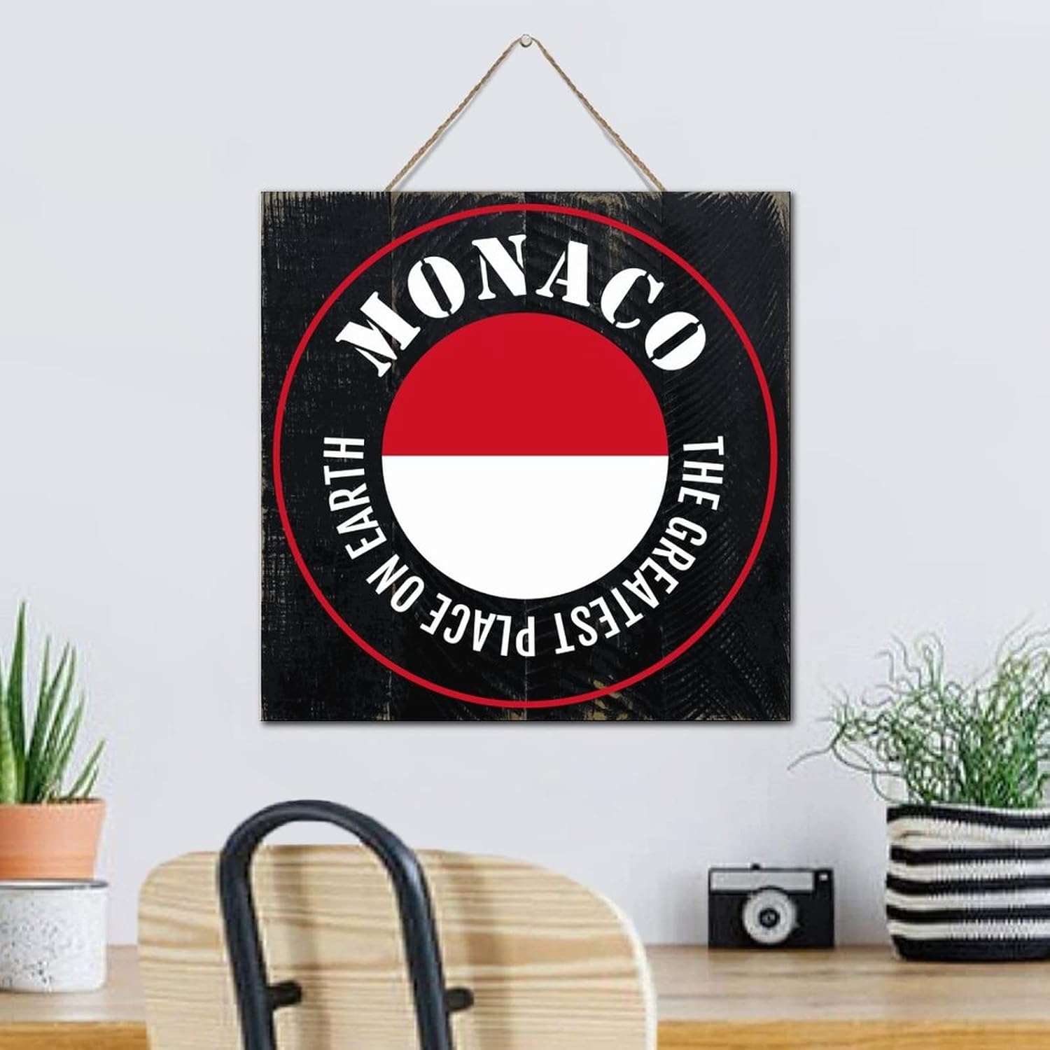 Monaco Wood Wall Sign Personalized 12x12 Inch