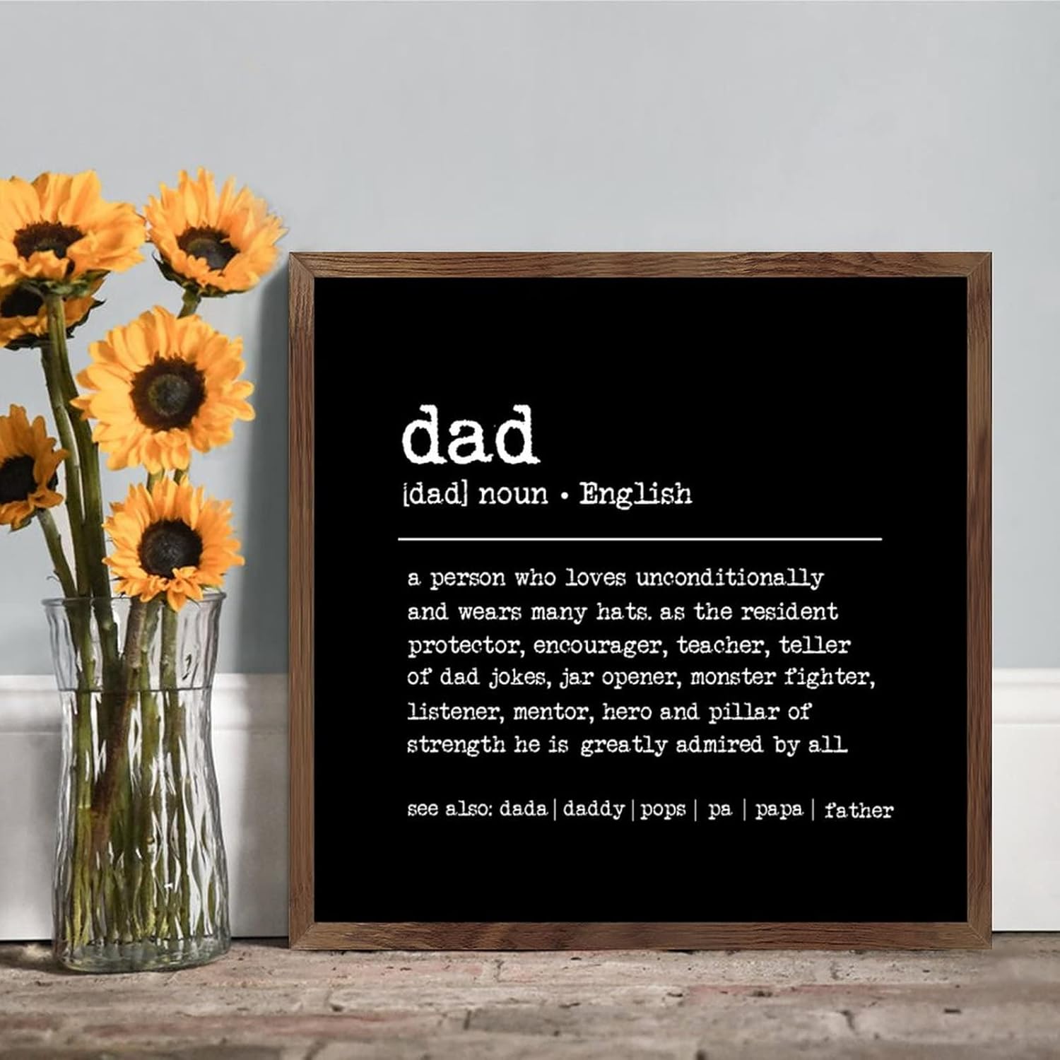 Farmhouse Decor Dad Definition Framed Wood Sign 12x12