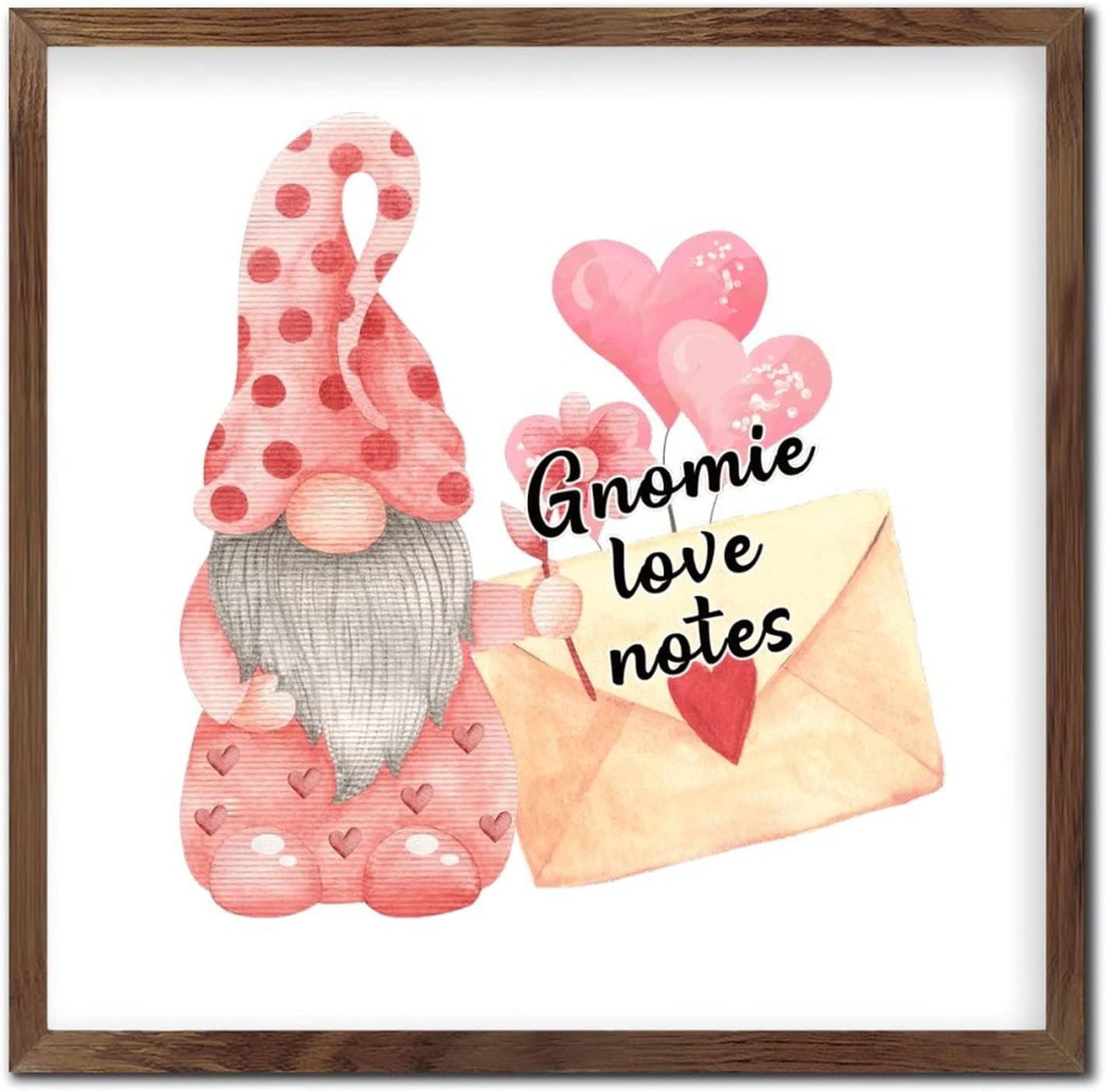 Valentines Day Gnomie Love Notes Framed Wooden Sign