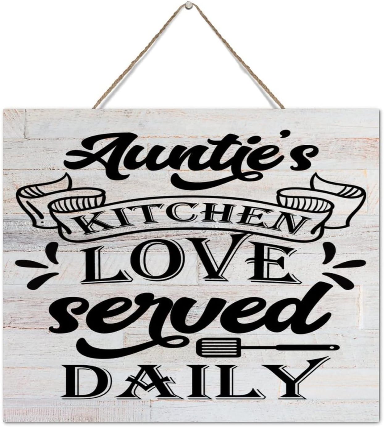 Aunties Kitchen Love Served Daily Wall Art Sign
