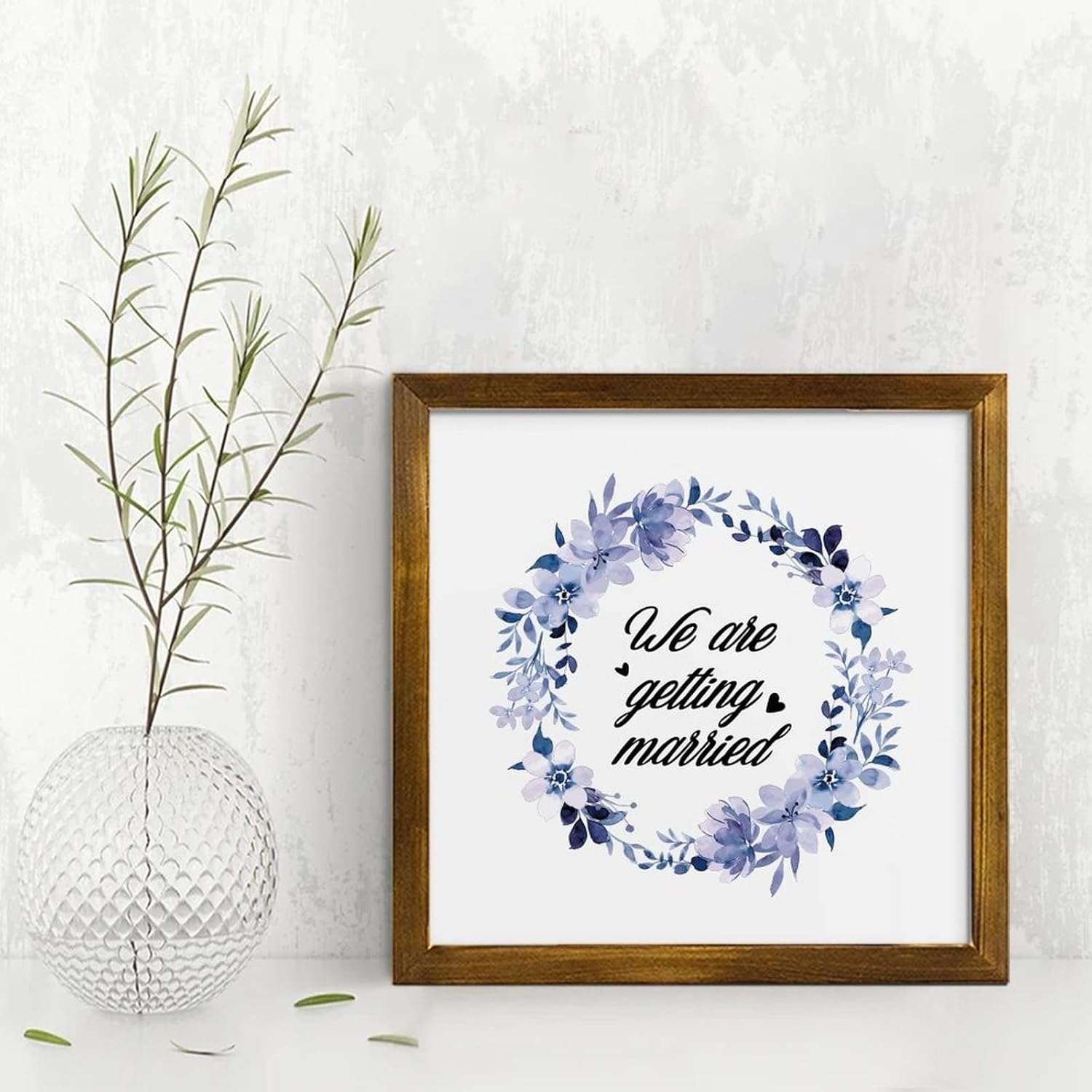 Farmhouse Rustic Wood Frame Wedding Sign Decor 12x12 Inch