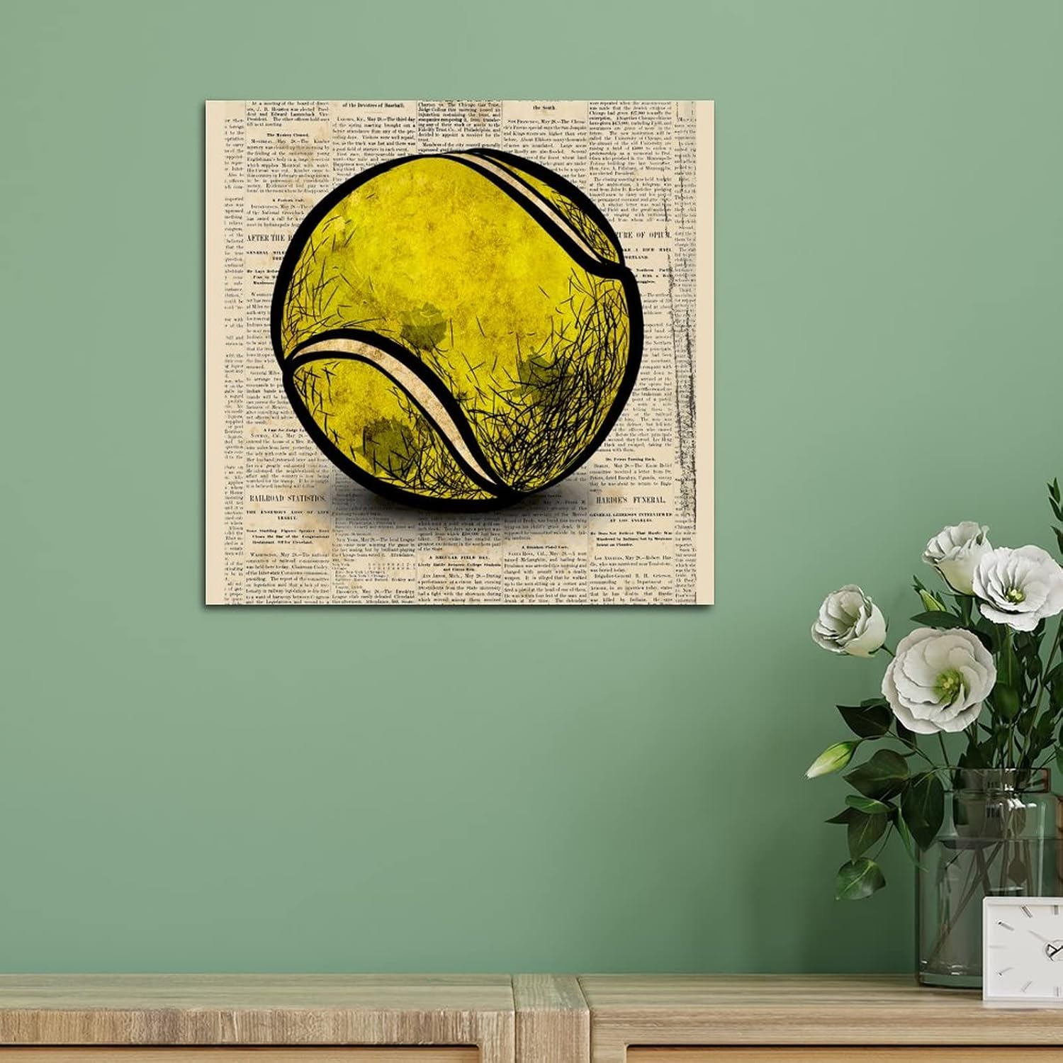 Farmhouse Wooden Sign with Tennis Balls Wall Decor