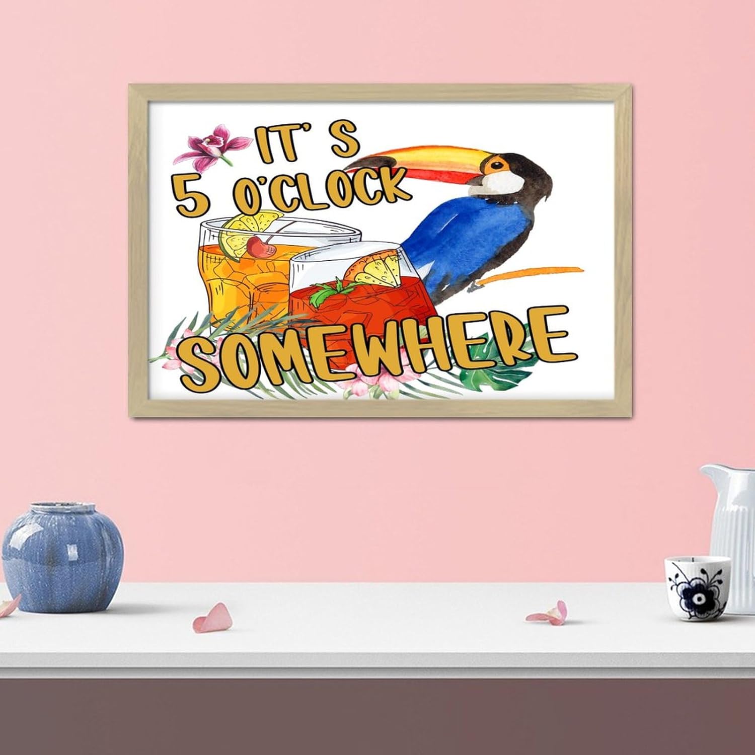 Its Five Oclock Somewhere Wood Framed Wall Decor Sign 8x12in