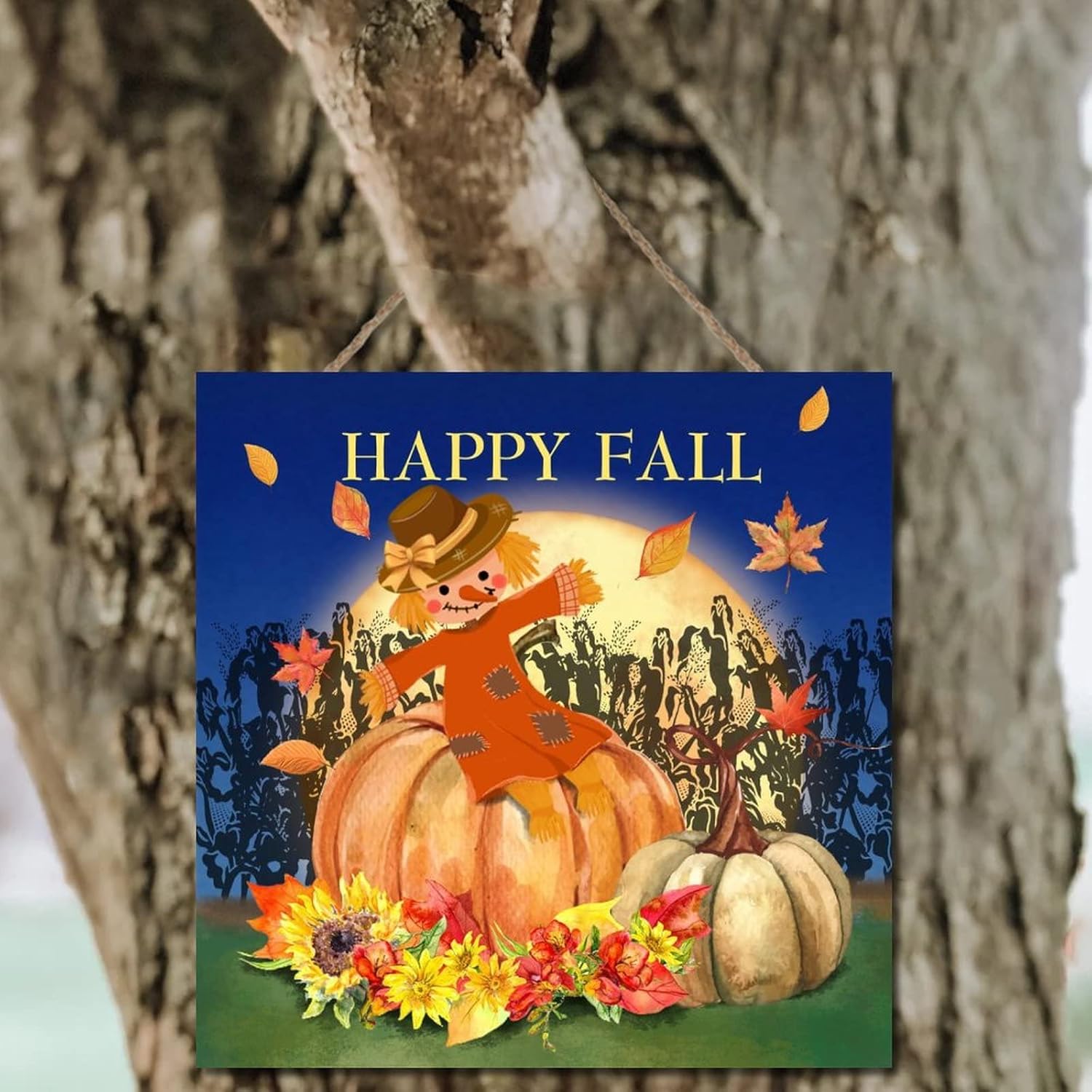 Wodevor Fall Thanksgiving Wood Sign 12x12in