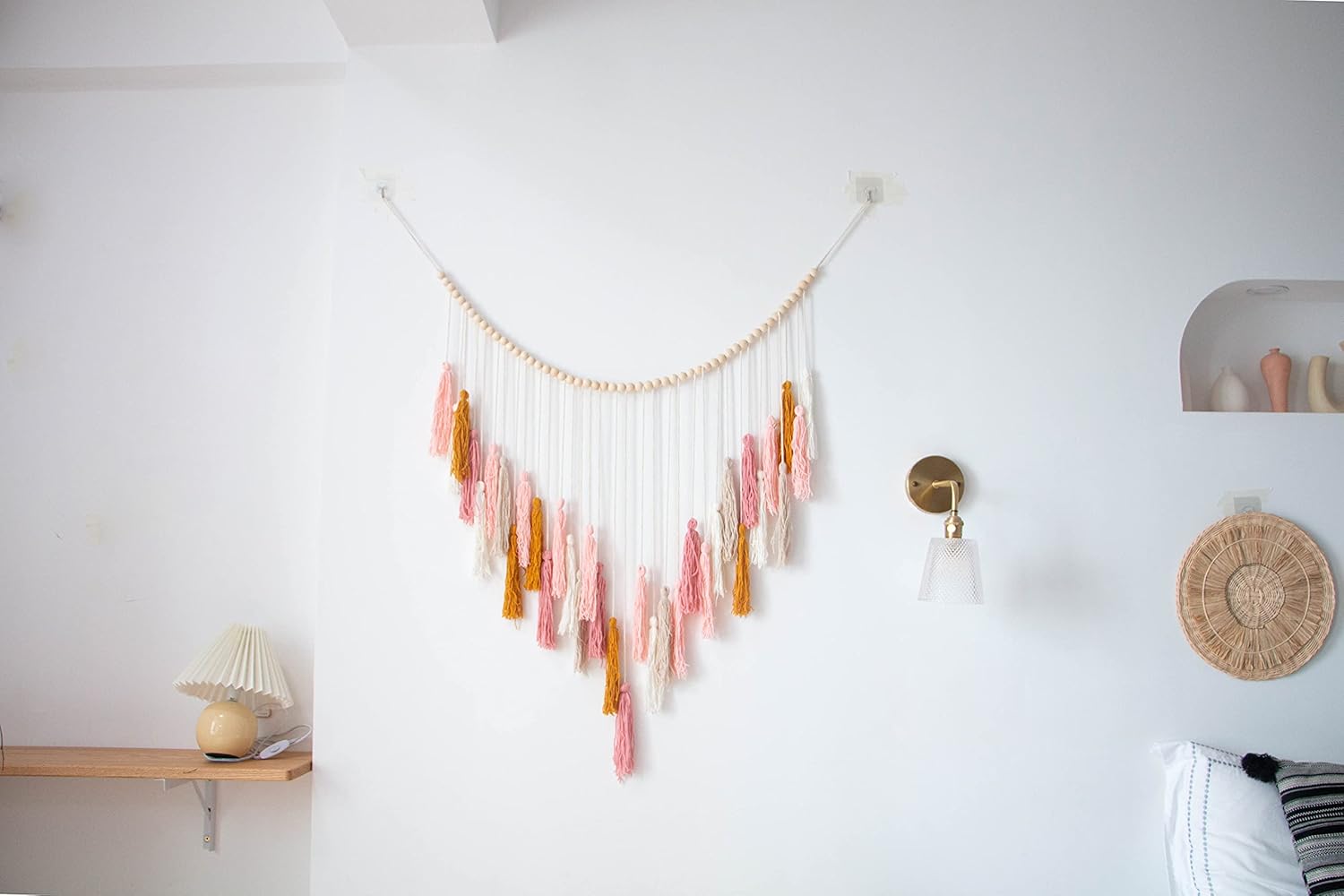 Decocove Macrame Wall Hanging - Pink and Gold