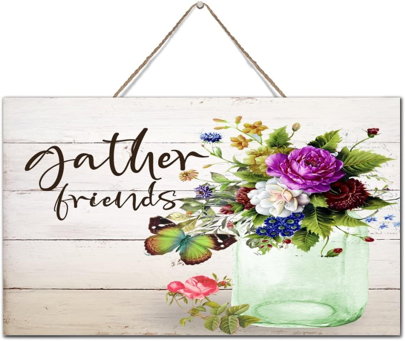 Modern Wall Decor Wood Signs with Floral Design